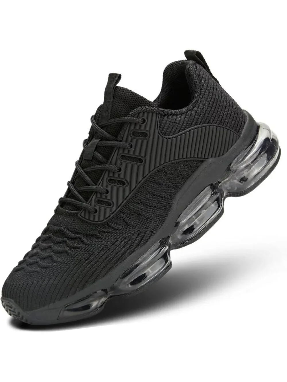 Women's Black Walking Air Cushion Breathable Mesh Casual Athletic Sneaker Shoes